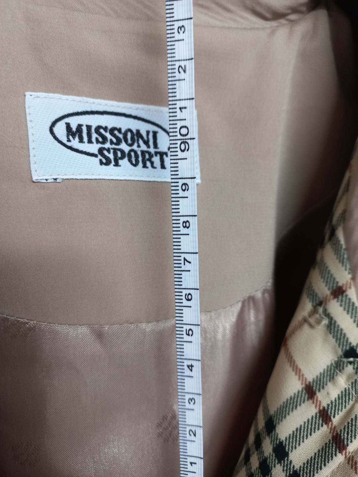 MISSONI SPORT 체크 배색 싱글 트렌치 하프 코트 사진 4